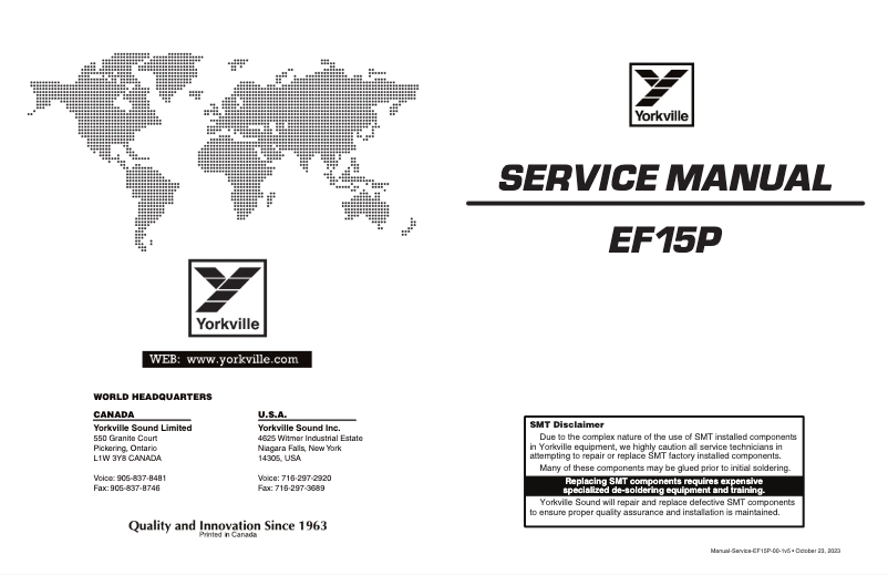 Page n°1 - Manuel utilisateur Yorkville Elite EF15P