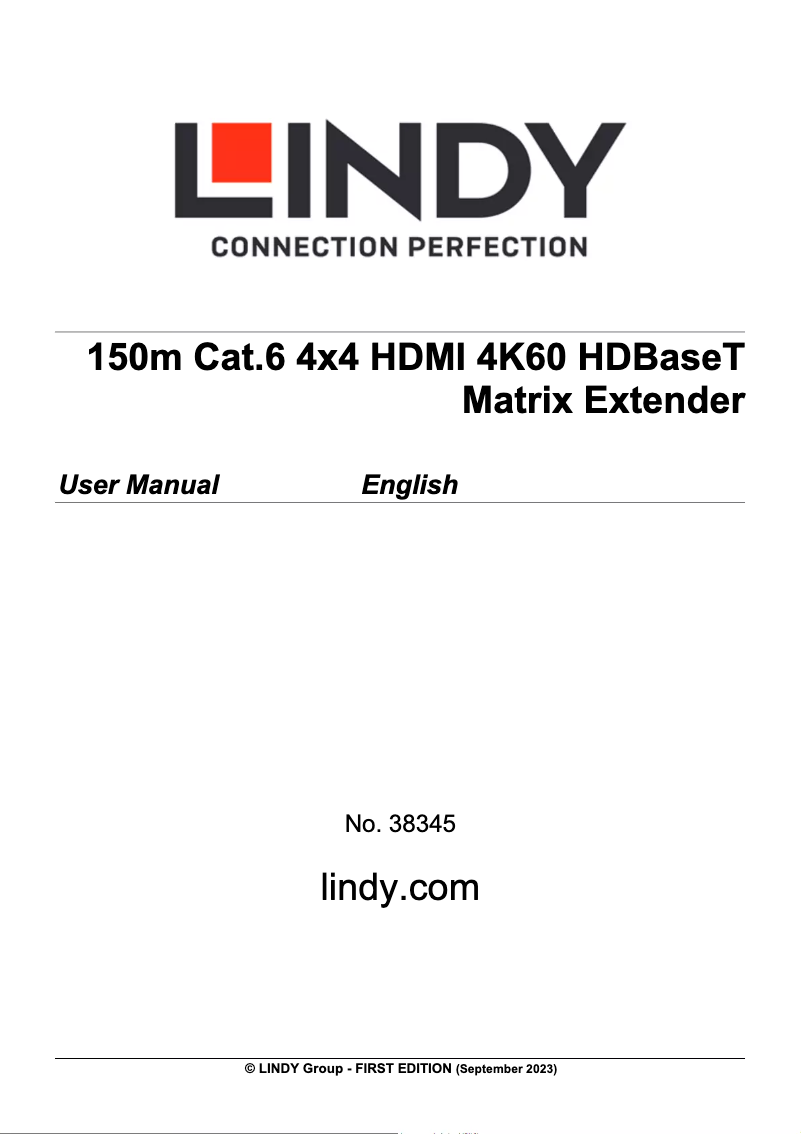 Page n°1 - Manuel utilisateur Lindy 38345