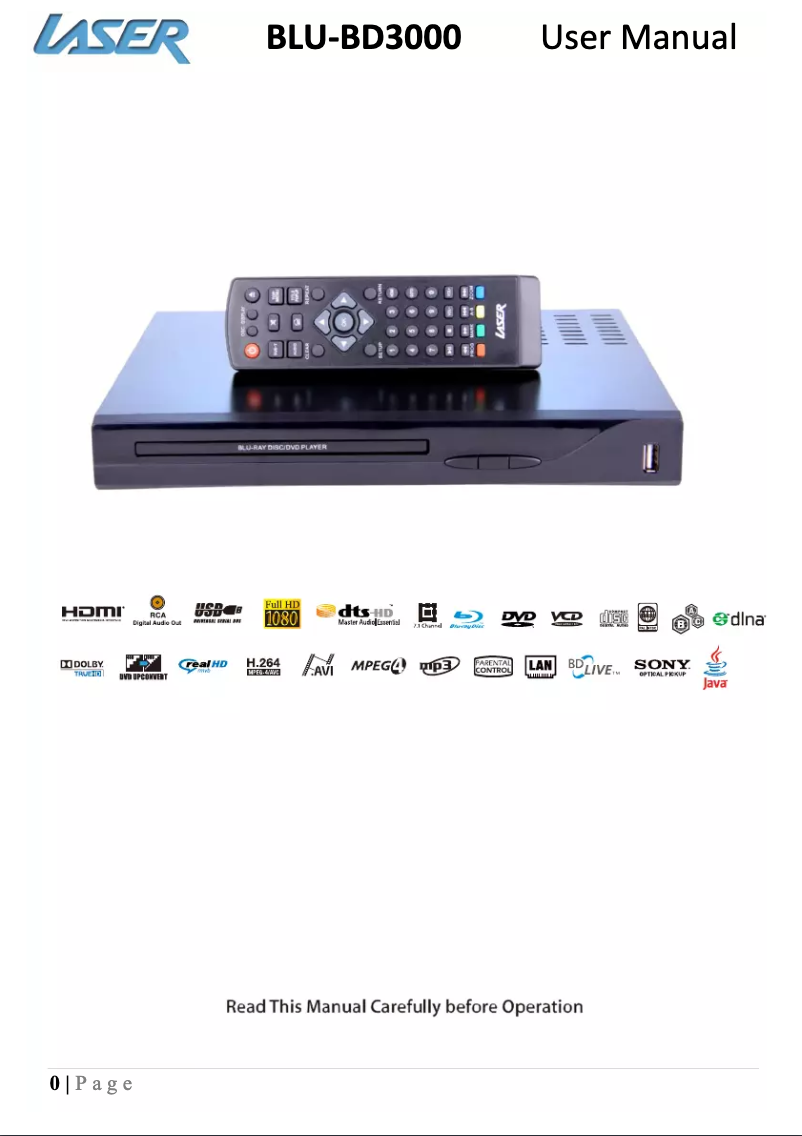 Image de la première page du manuel de l'appareil BLU-BD3000