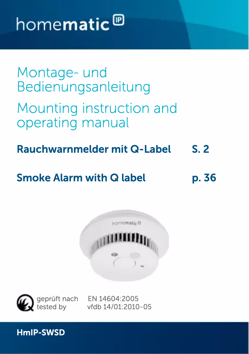 Page n°1 - Mode d'emploi Homematic IP HmIP-SWSD