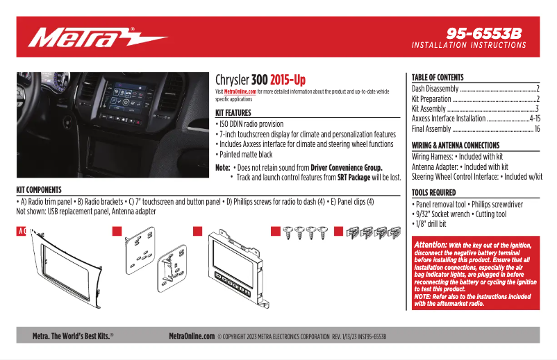 Page n°1 - Mode d'emploi Metra 95-6553B