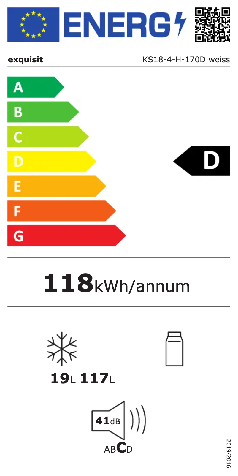 Page 1 de la notice Manuel utilisateur Exquisit KS18-4-H-170D