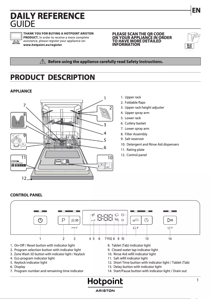 Page 1 de la notice Manuel utilisateur Hotpoint HFC 3C26 CW X