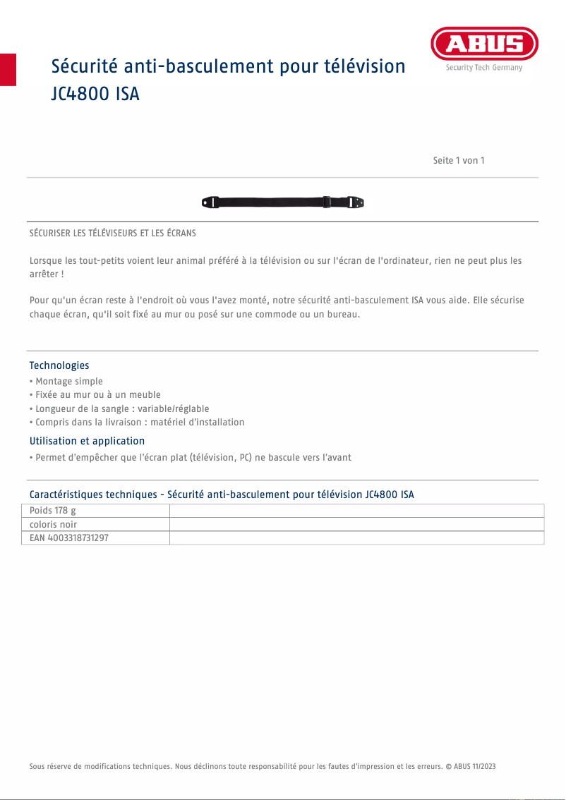 Image de la première page du manuel de l'appareil JC4800 ISA