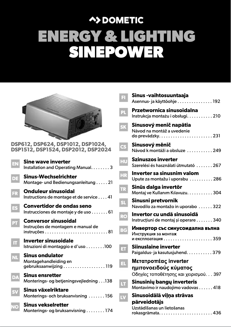 Image de la première page du manuel de l'appareil SinePower DSP 1012