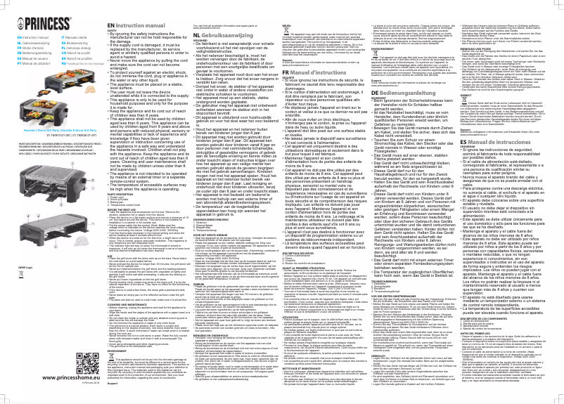 Page 1 de la notice Manuel utilisateur Princess Raclette 4 Stone Grill Party 162810