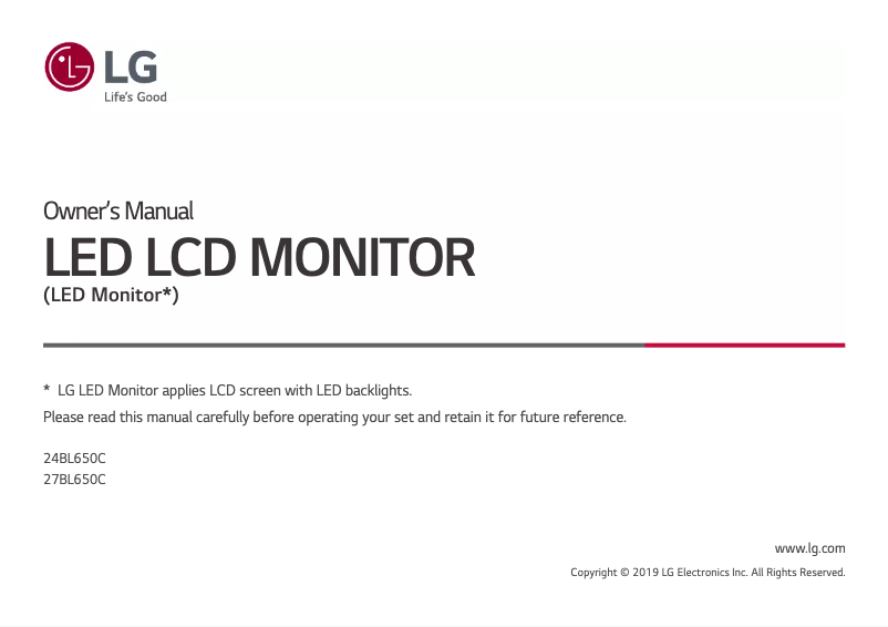 Image de la première page du manuel de l'appareil 27BL650C