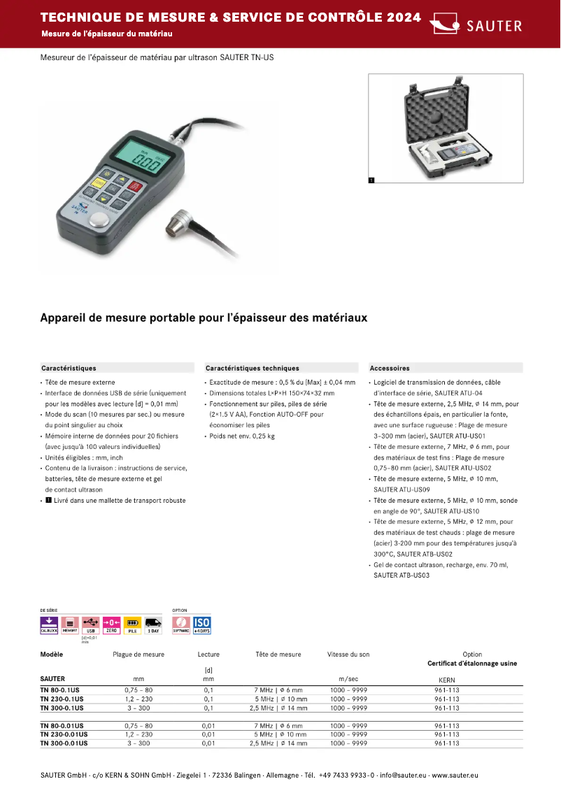 Page 1 de la notice Brochure Sauter TN 80-0.1US