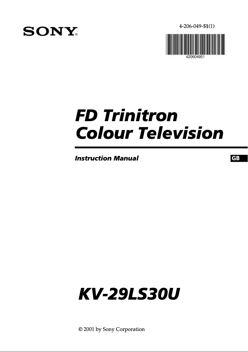 Page 1 de la notice Manuel utilisateur Sony KV-29LS30U