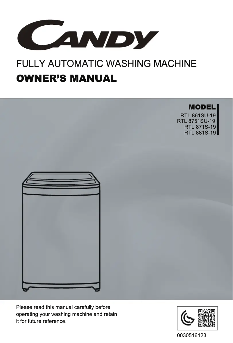 Page 1 de la notice Manuel utilisateur Candy RTL 871S-19