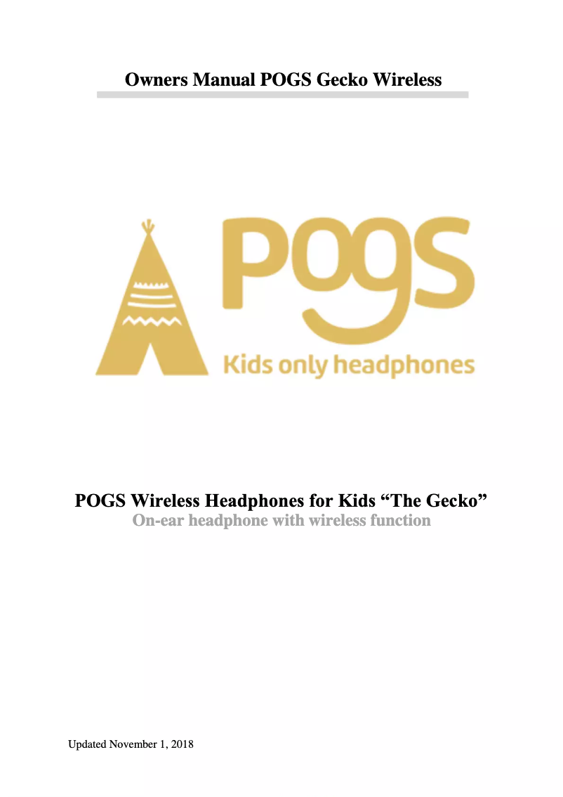 Page 1 de la notice Manuel utilisateur POGS The Gecko