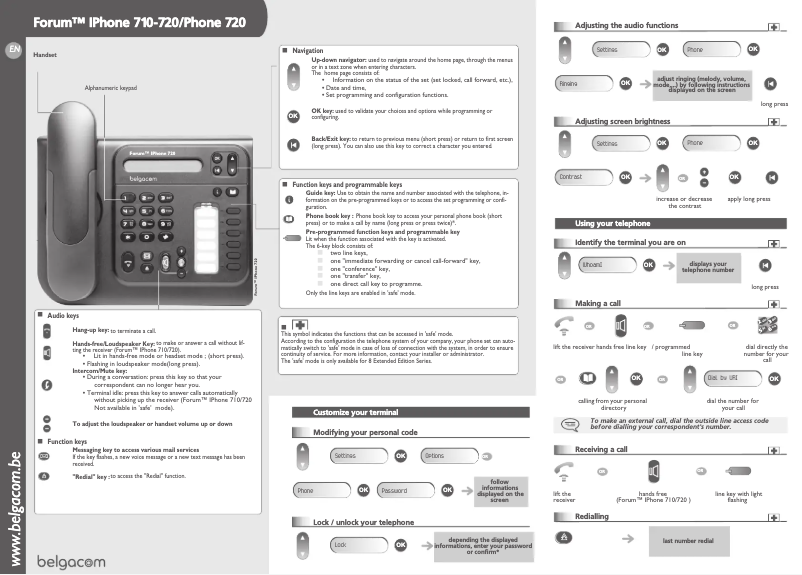 Page 1 de la notice Manuel utilisateur Alcatel Forum Phone 720
