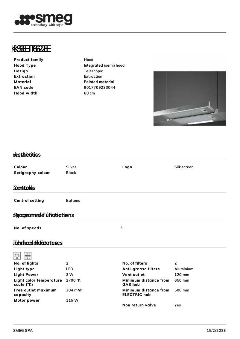 Page 1 de la notice Brochure Smeg KSET62E