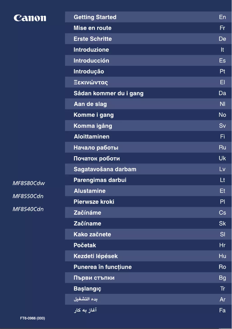 Image de la première page du manuel de l'appareil i-Sensys MF8540Cdn