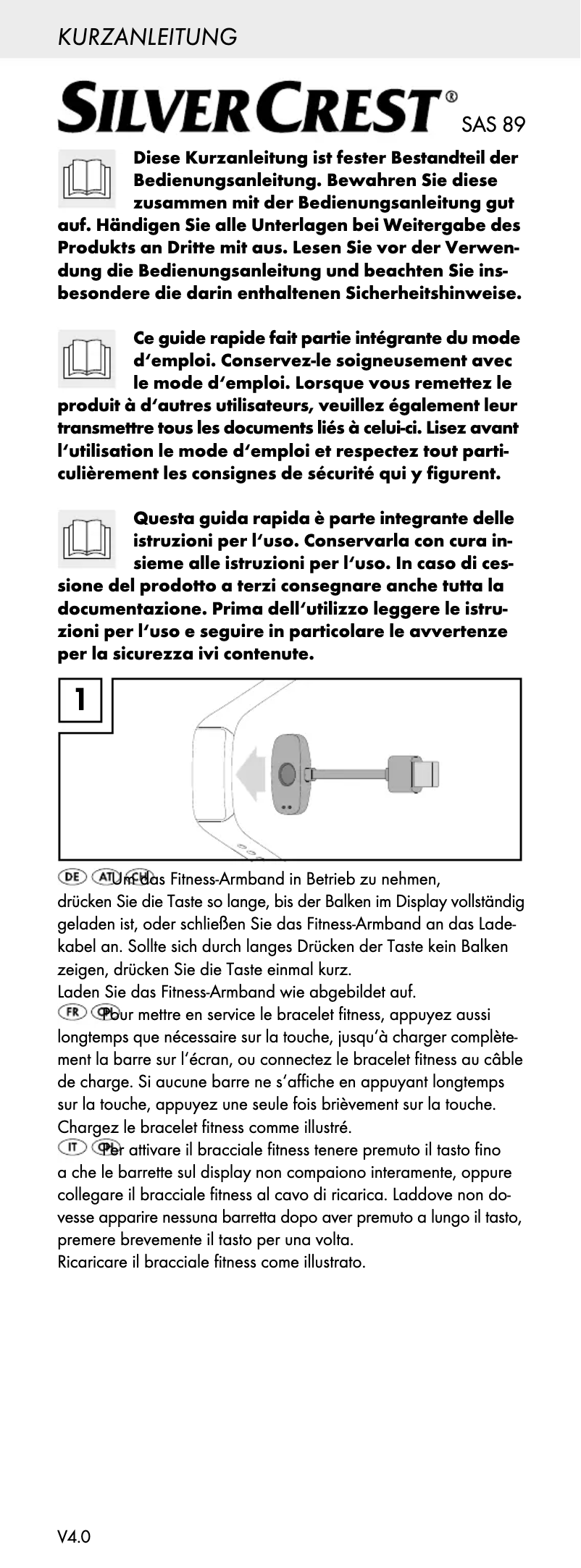 Page 1 de la notice Manuel utilisateur SilverCrest SAS 89