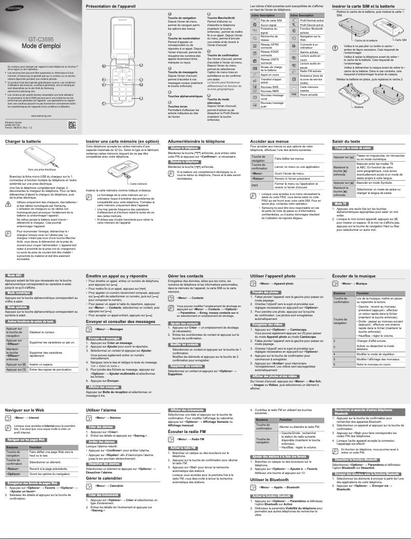 Page n°1 - Manuel utilisateur Samsung C3595