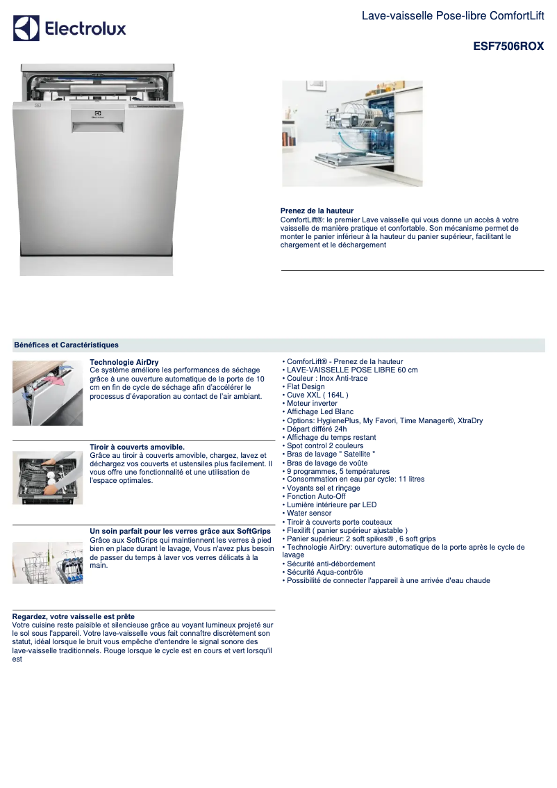 Page n°1 - Fiche technique Electrolux ESF7506ROX