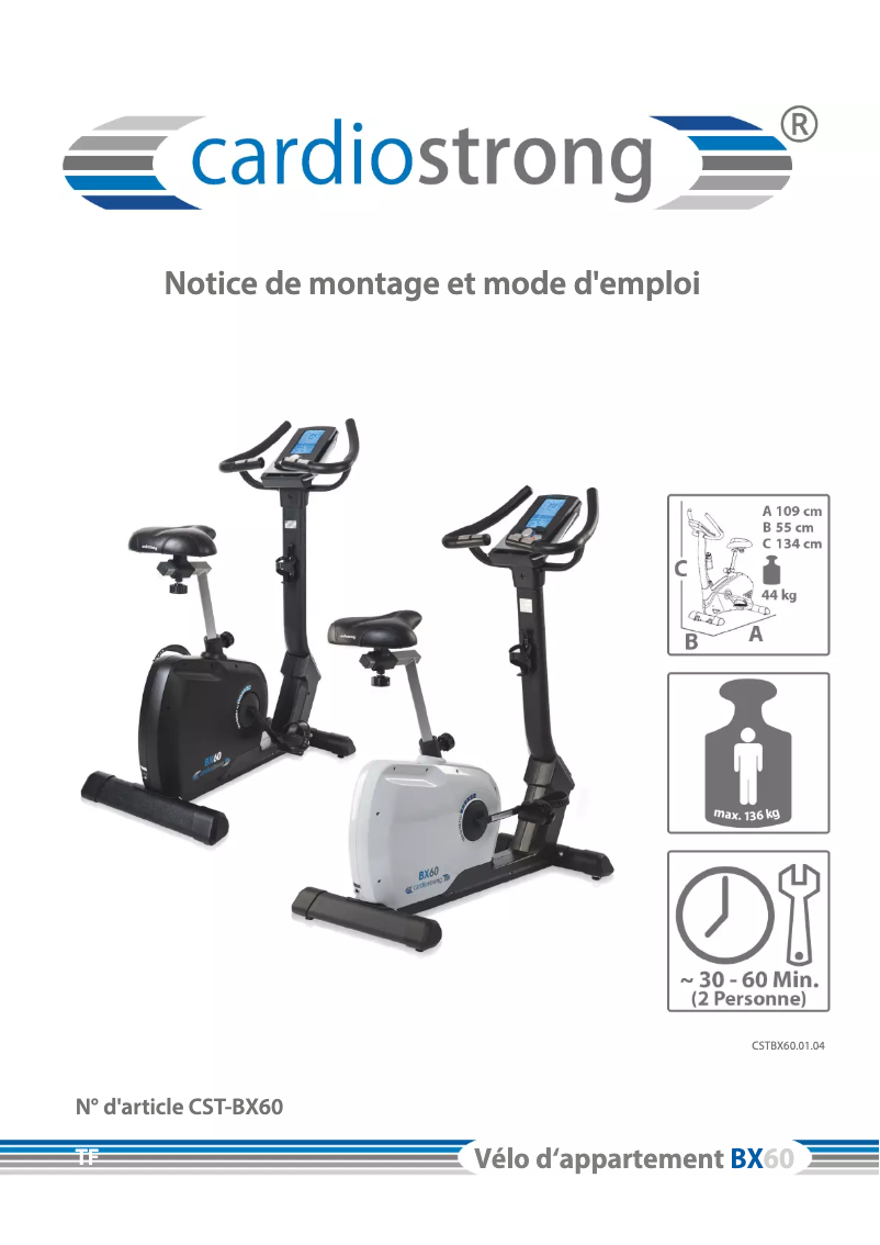Page 1 de la notice Manuel utilisateur Cardiostrong BX60