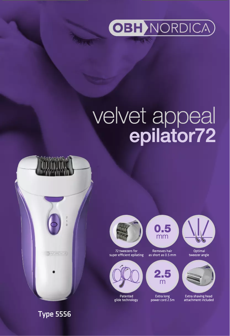 Image de la première page du manuel de l'appareil Velvet appeal epilator72