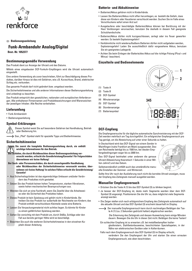 Page 1 de la notice Manuel utilisateur Renkforce 1052377