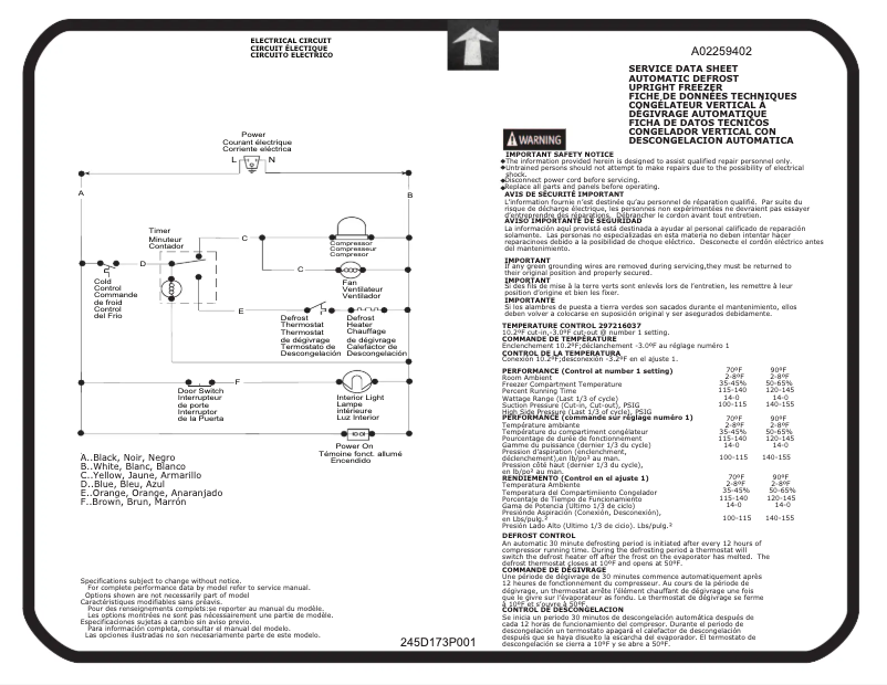 Page n°1 - Mode d'emploi Frigidaire FFFH17F4Q