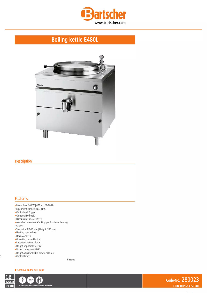 Image de la première page du manuel de l'appareil E480L