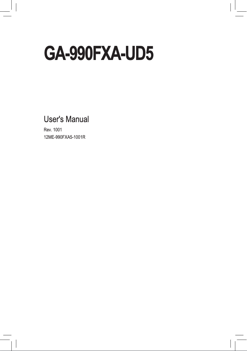 Page n°1 - Manuel utilisateur Gigabyte GA-990FXA-UD5