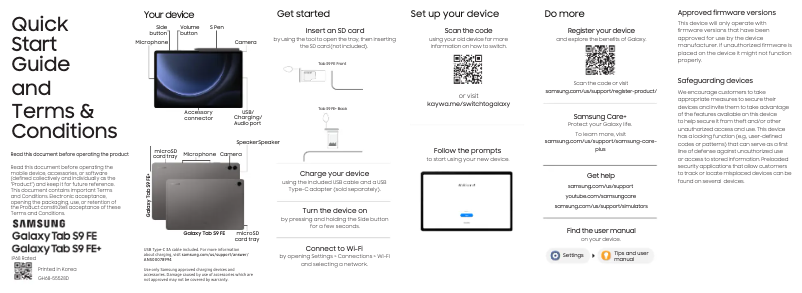 Page 1 de la notice Guide de démarrage rapide Samsung Galaxy Tab S9