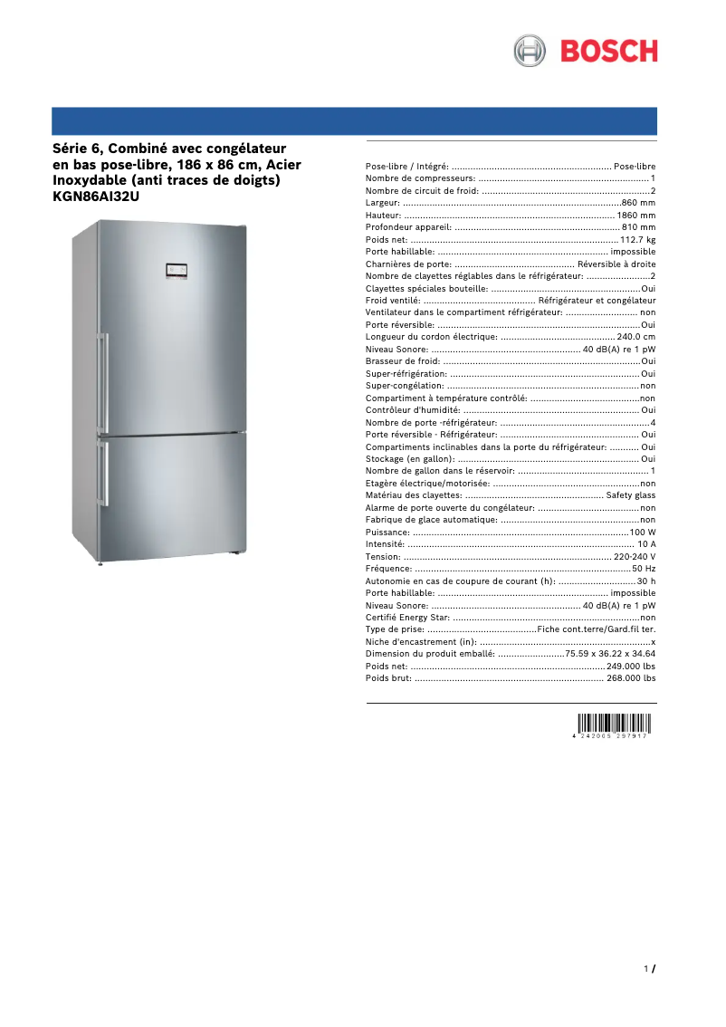 Image de la première page du manuel de l'appareil KGN86AI32U