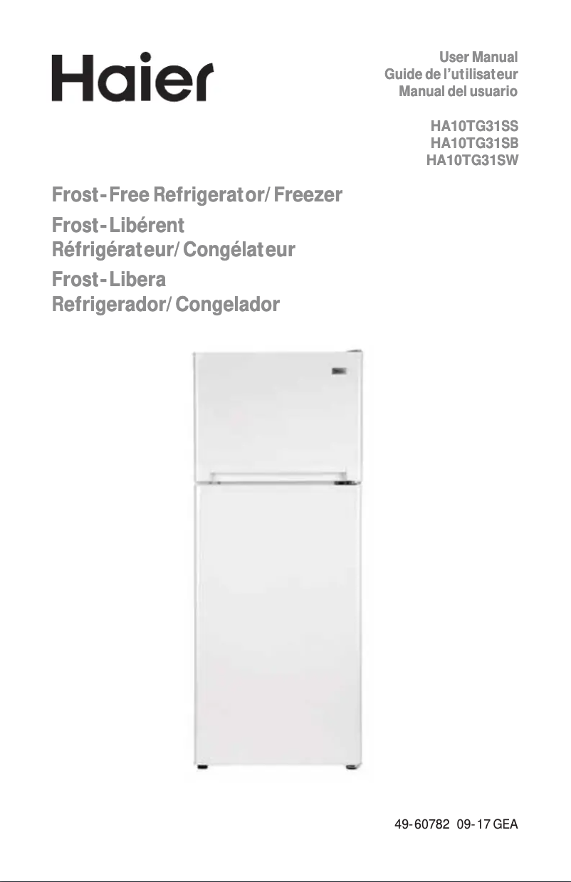 Page n°1 - Manuel d'utilisation et d'entretien Haier HA10TG31SW