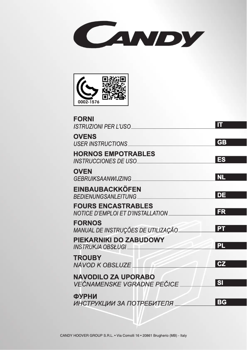Page n°1 - Manuel utilisateur Candy FCE825VX/E