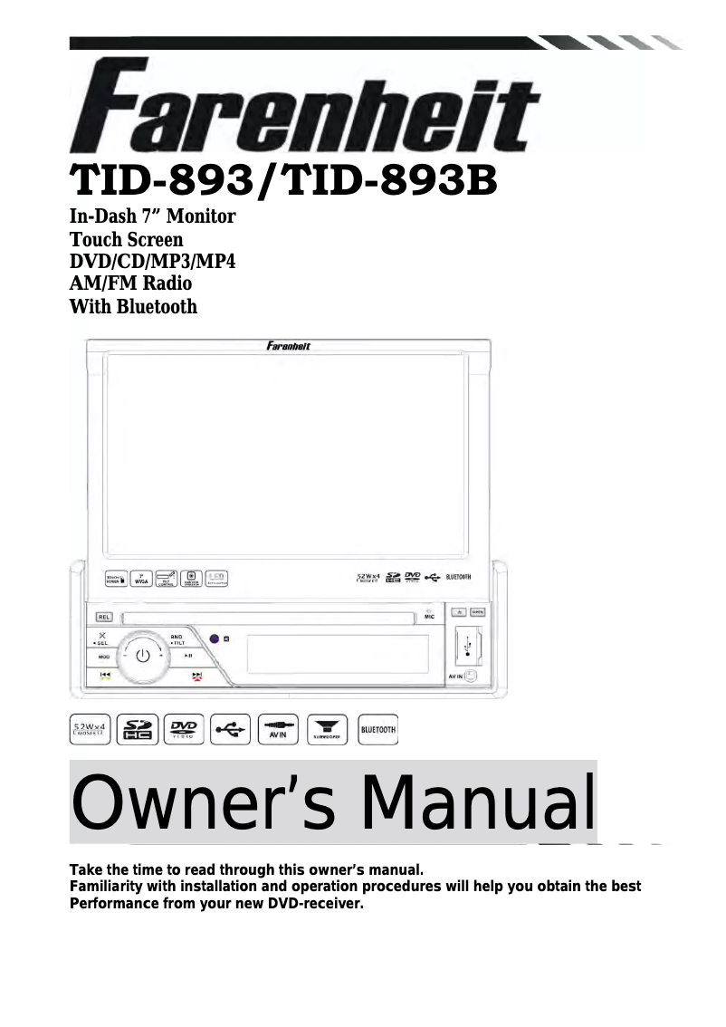 Page 1 of the manual User Manual Farenheit TID-893