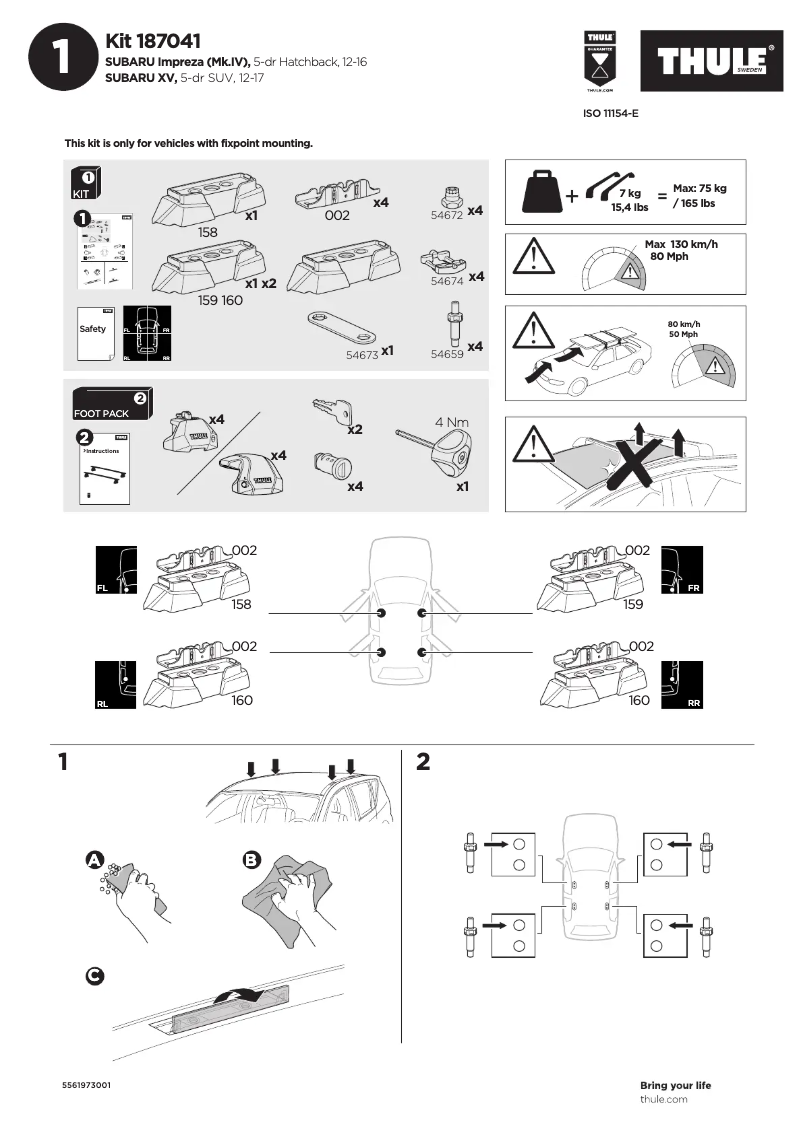 Página 1 del manual Manual de usuario Thule Kit 187041