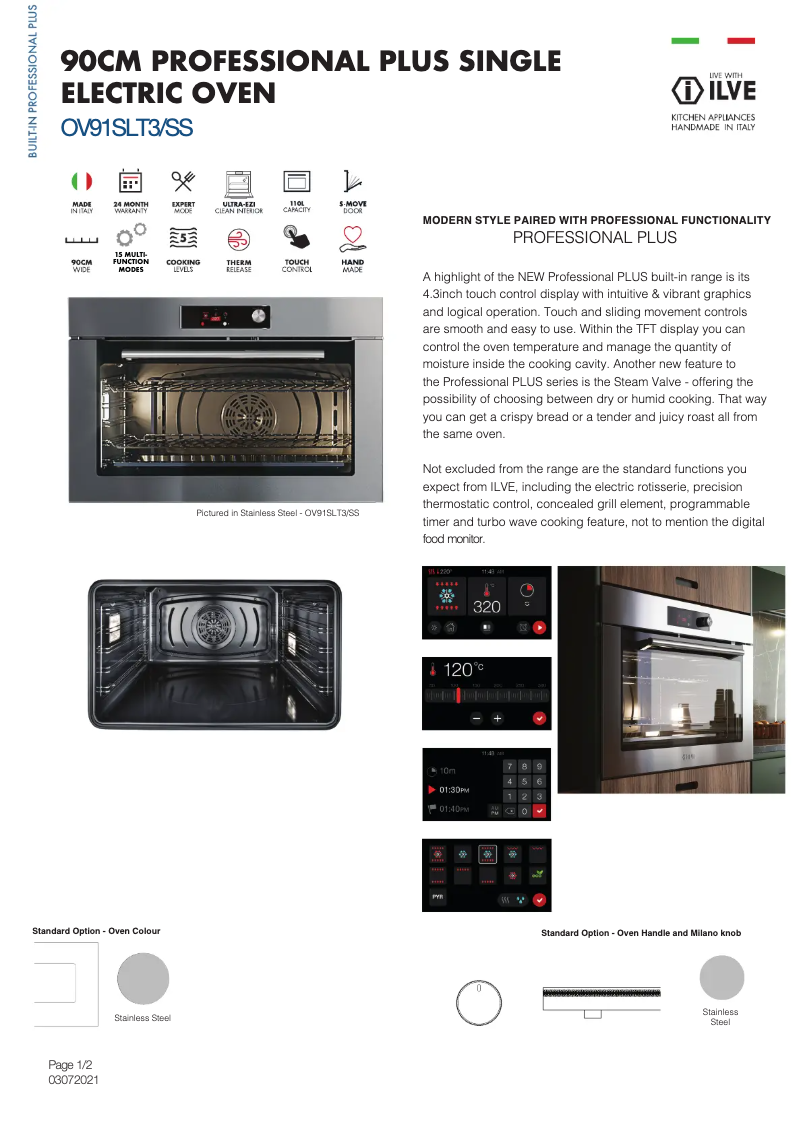 Page 1 de la notice Manuel utilisateur Ilve OV91SLT3SS