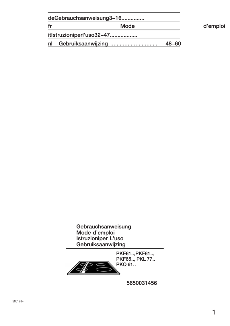 Page 1 of the manual User Manual Bosch PKF651W01E