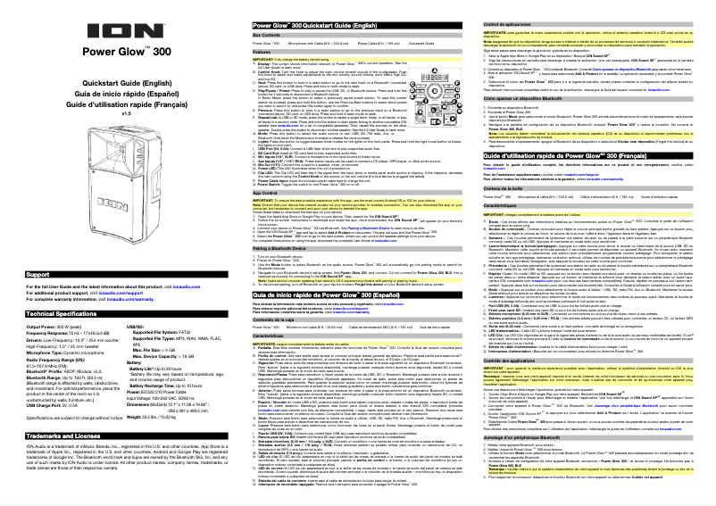 Page 1 de la notice Guide de démarrage rapide ION Power Glow 300