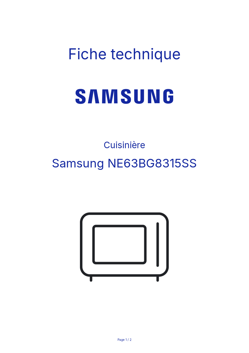 Page n°1 - Fiche technique Samsung NE63BG8315SS
