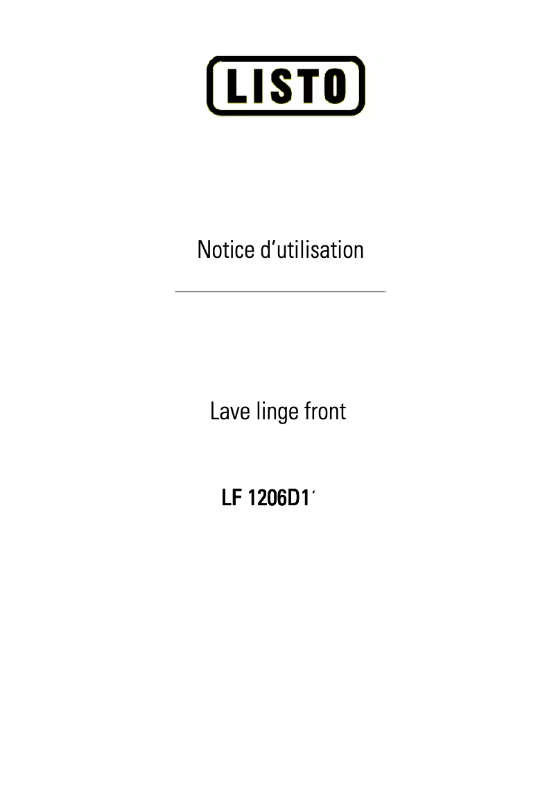 Page 1 de la notice Manuel utilisateur Listo LF 1206-D1