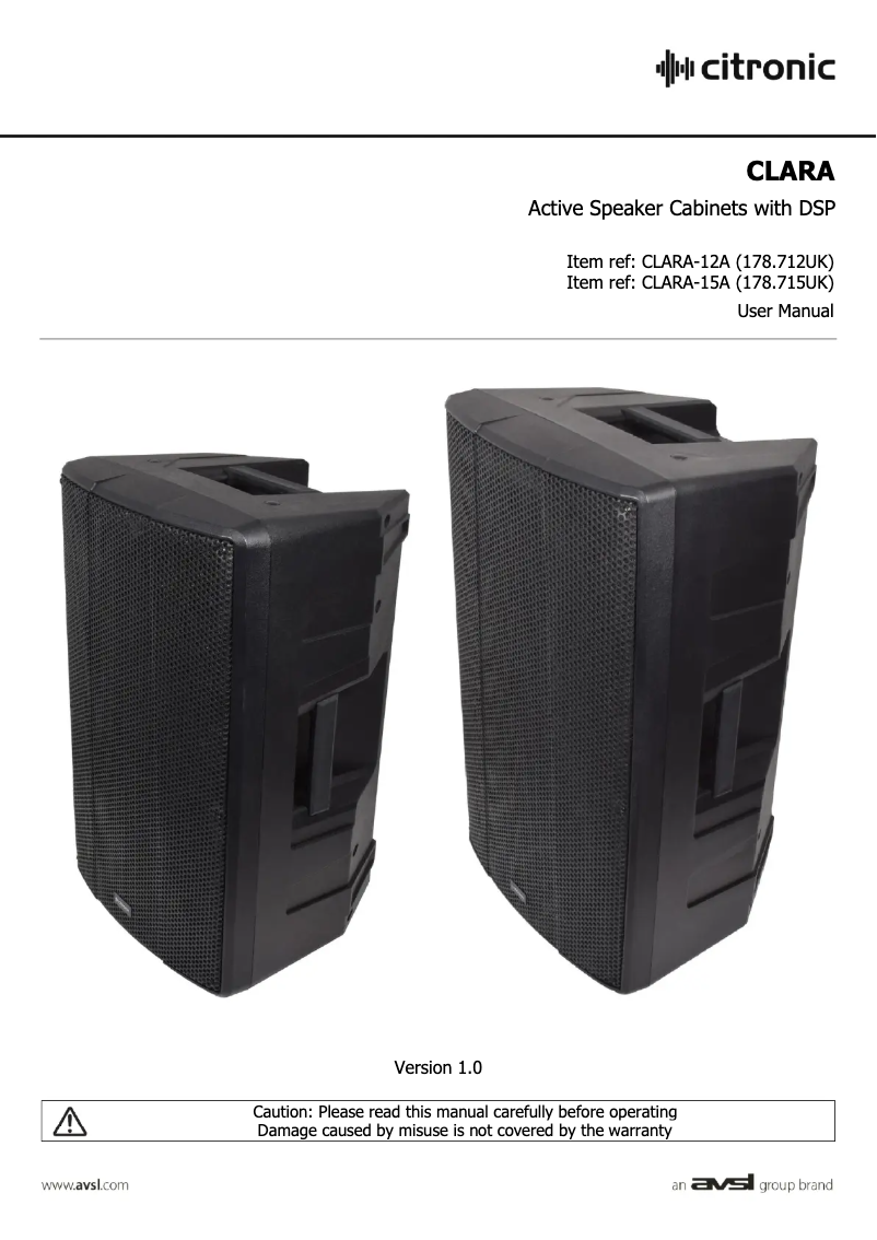 Page 1 de la notice Manuel utilisateur Citronic CLARA-15A