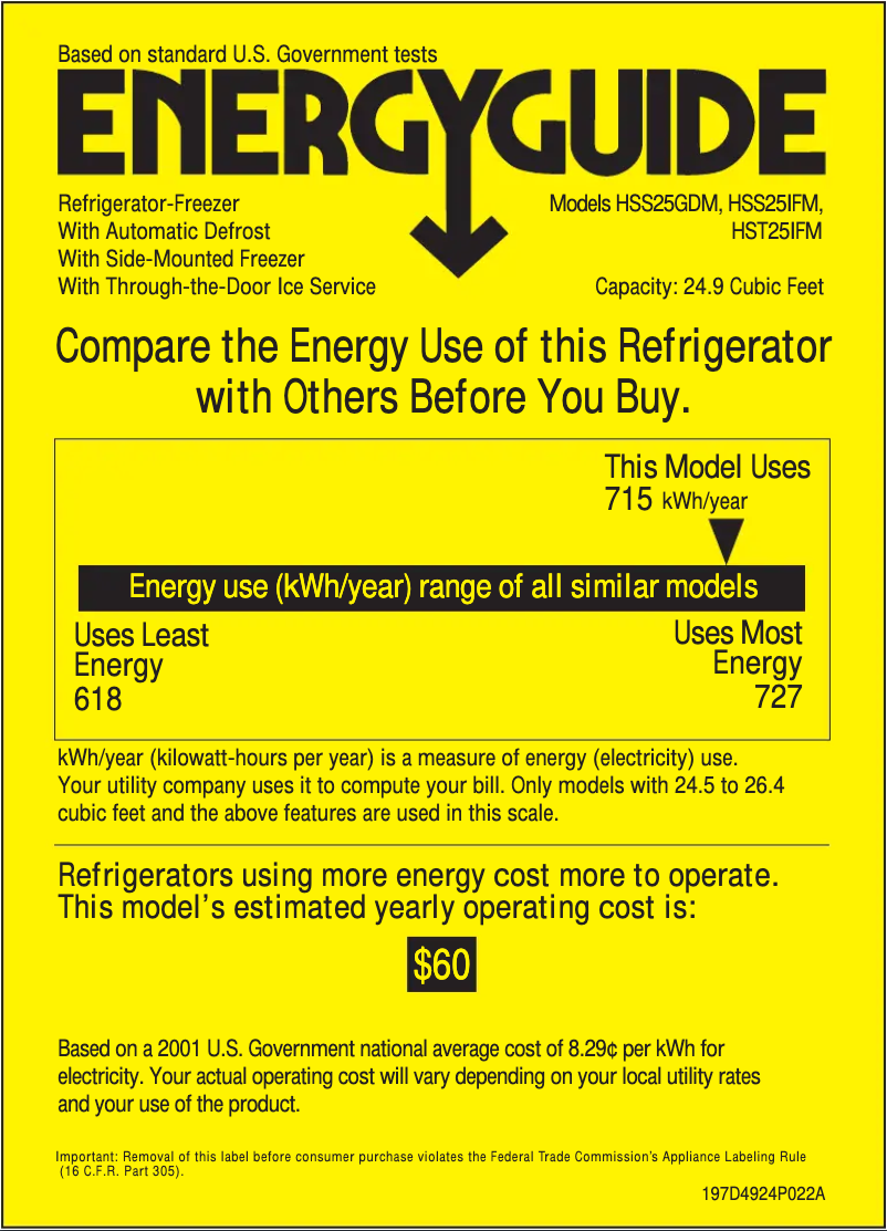 Page n°1 - Label énergétique Hotpoint HSS25IFMCC