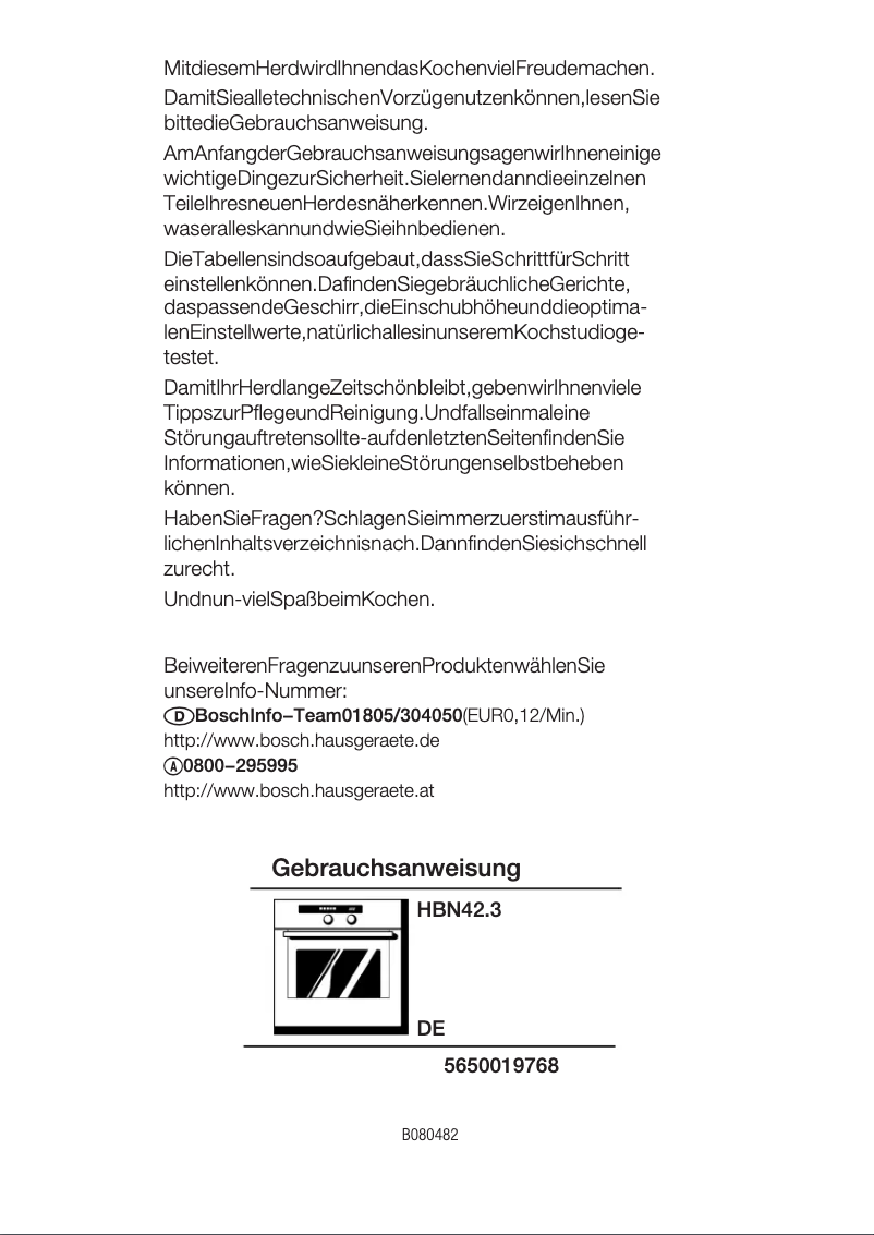 Page 1 de la notice Manuel utilisateur Bosch HBN4253