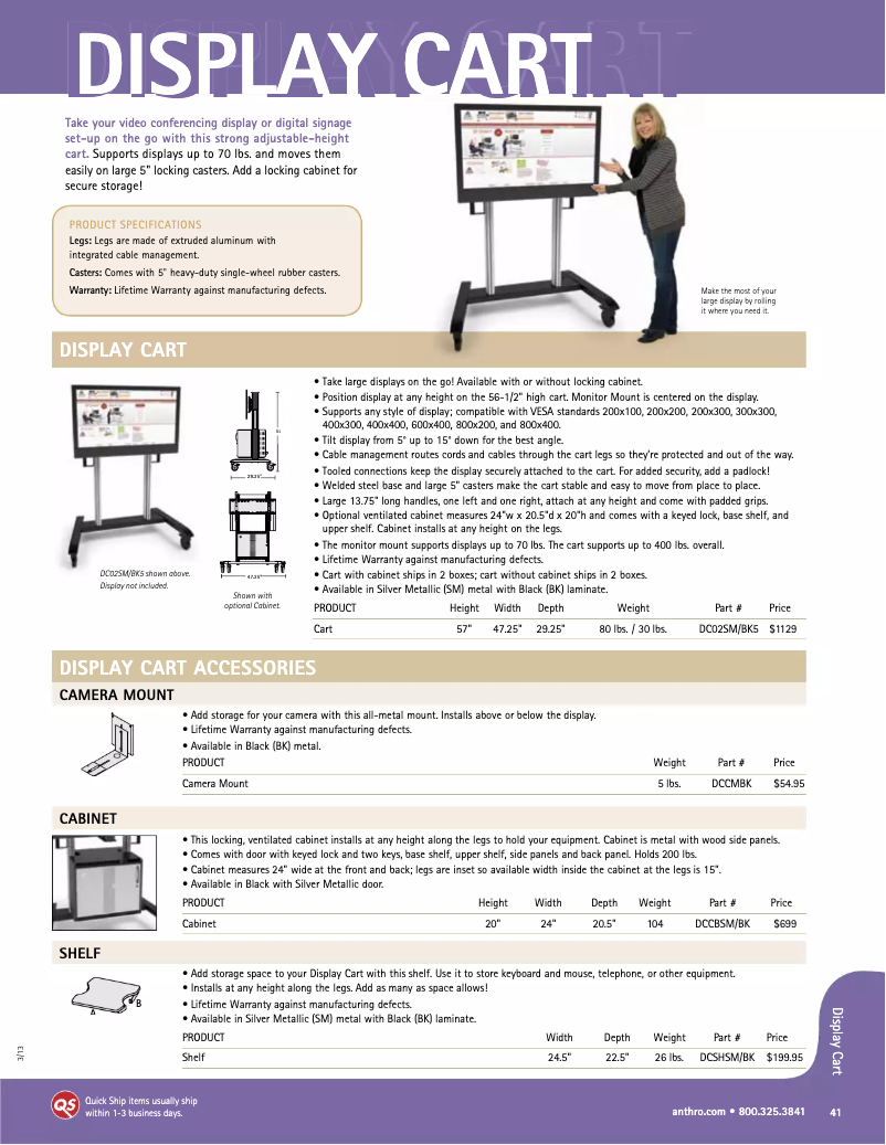 Page n°1 - Manuel utilisateur Anthro Display Cart