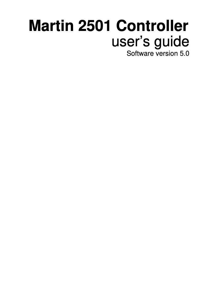 Page 1 de la notice Manuel utilisateur Martin 2501 Controller