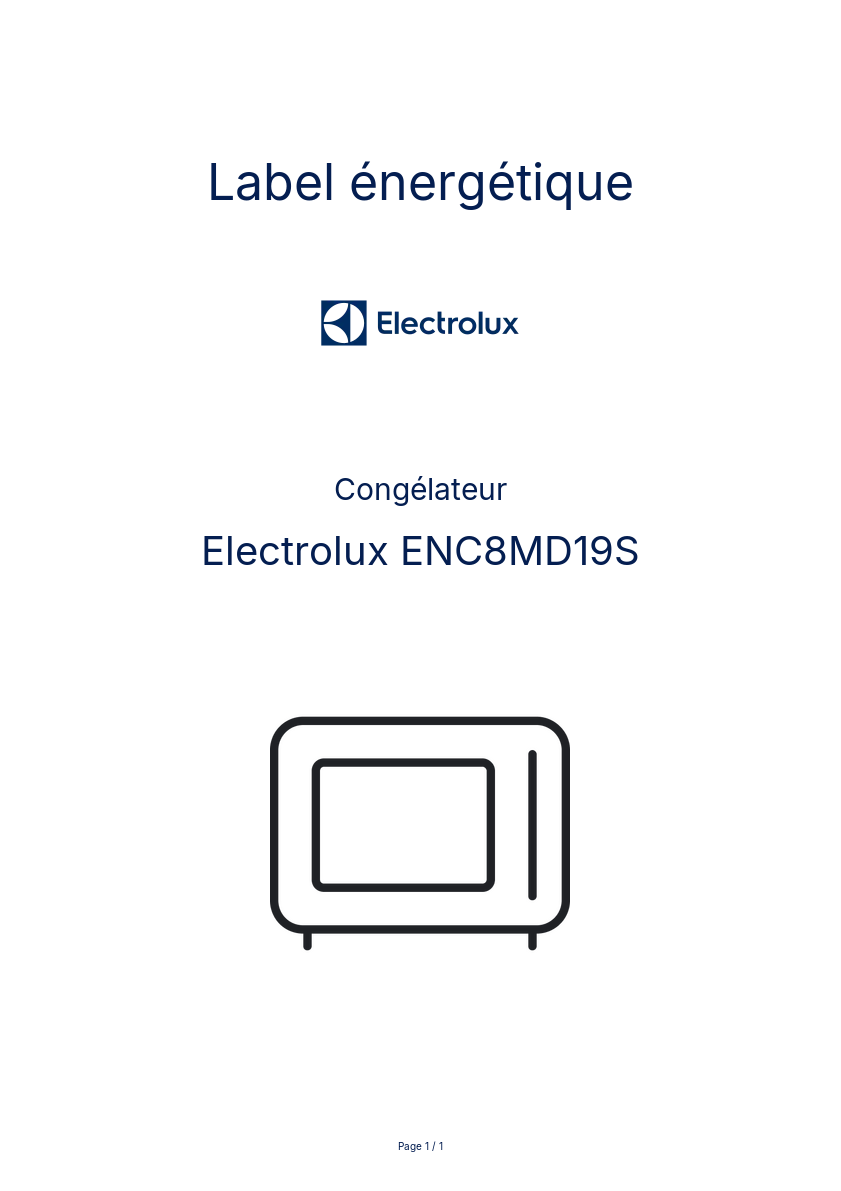Page n°1 - Label énergétique Electrolux ENC8MD19S