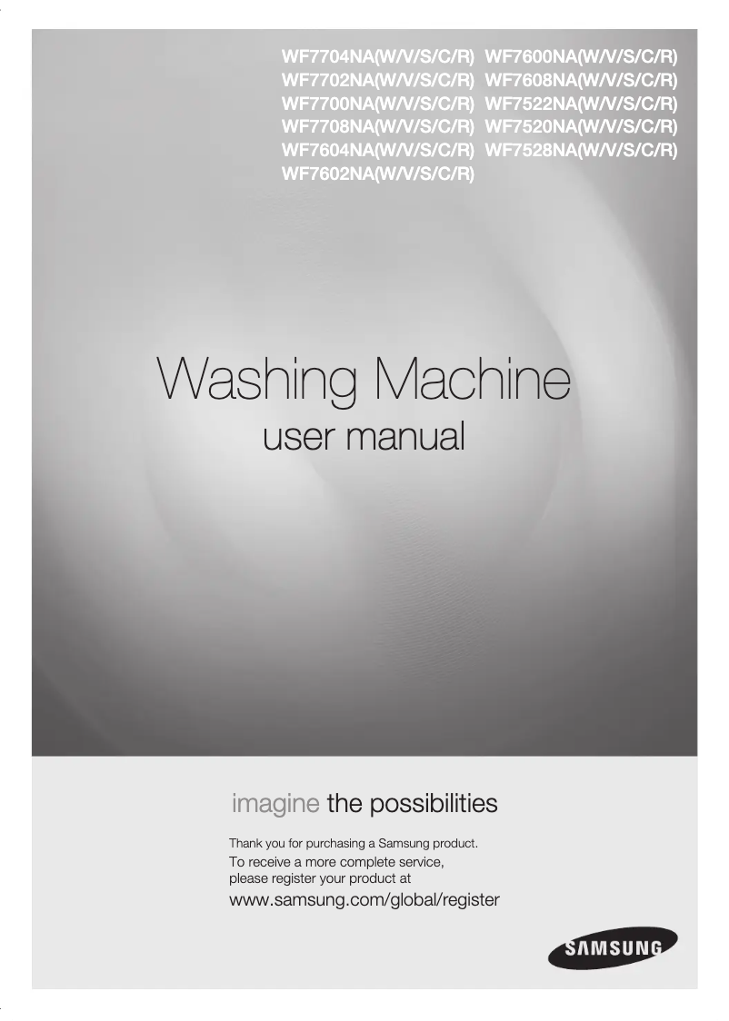 Page 1 de la notice Manuel utilisateur Samsung WF7604NAV