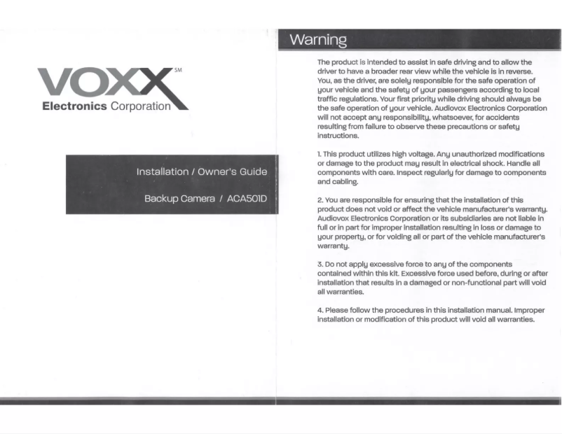 Página 1 del manual Manual de usuario audiovox ACA501D