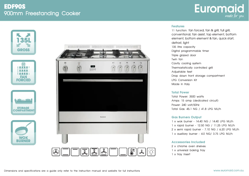Page n°1 - Fiche technique Euromaid EDF90S
