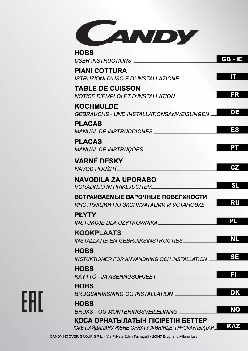 Page 1 de la notice Manuel utilisateur Candy CH64C