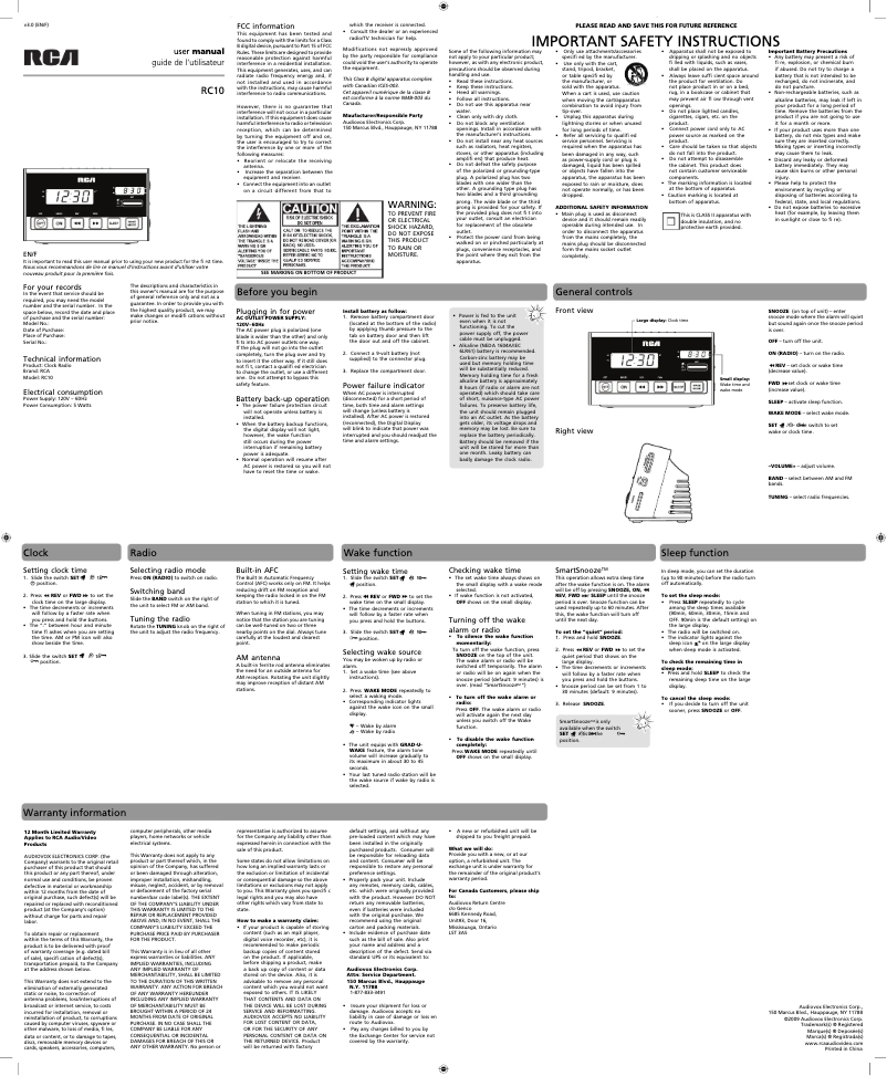 Image de la première page du manuel de l'appareil RC10