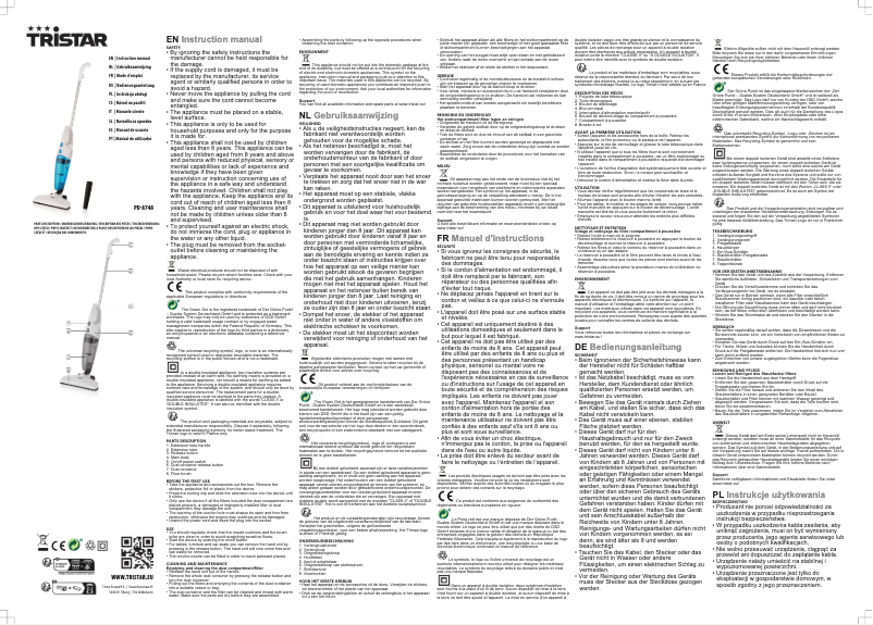 Page n°1 - Manuel utilisateur TriStar PD-8748